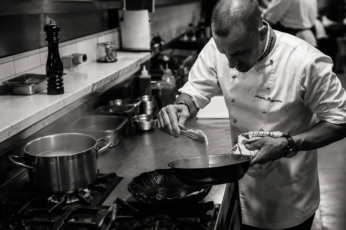 Chef Antonio Ruggerino at work in the Verde kitchen, Darlinghurst
