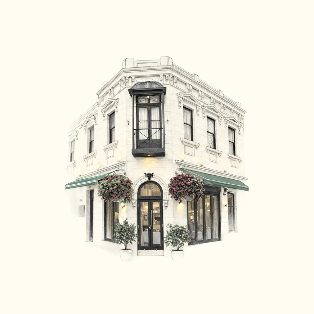 An illustration of the heritage corner building that houses Verde Darlinghurst